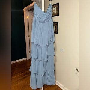 Lulu’s Seriously Sensational Light Blue Strapless Tiered Dress